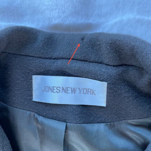 🔥VTG 90s Union Made Jones New York Double Breasted Wool Overcoat Old Money M-XL - Picture 14 of 16